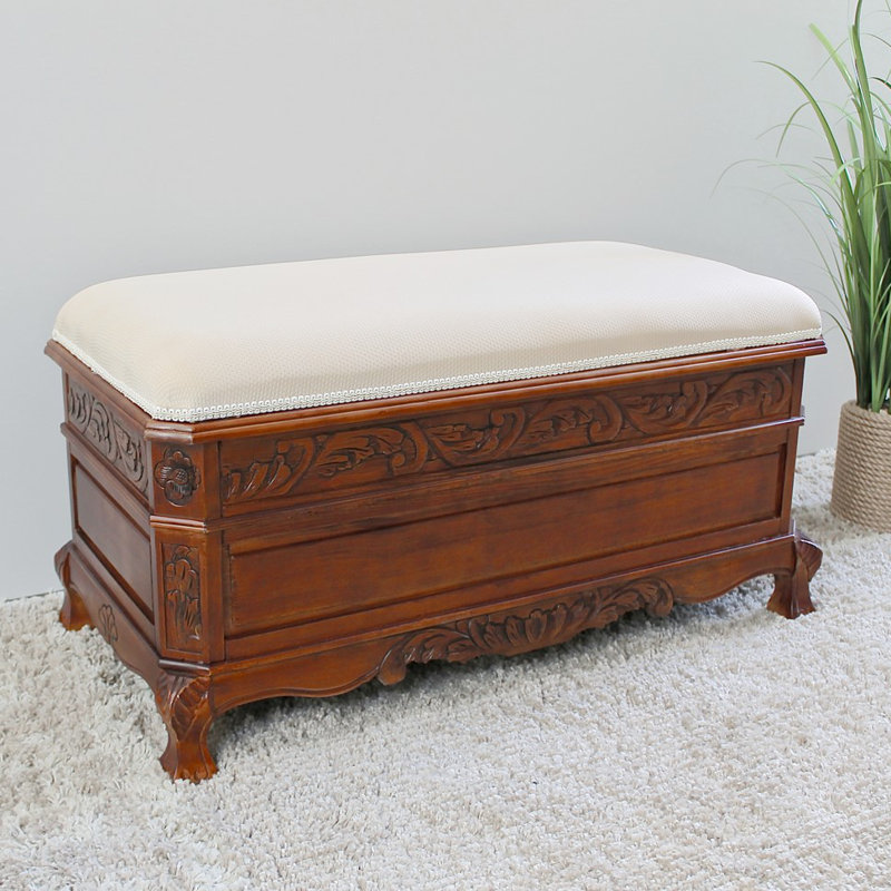 International Caravan Windsor Hand Carved Storage Bench & Reviews | Wayfair